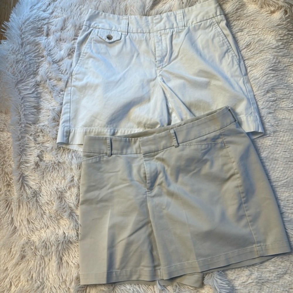 Women’s Eddie Bauer White Mercer Fit Dockers Mid-Rise Curvy Tan Shorts bundle 8